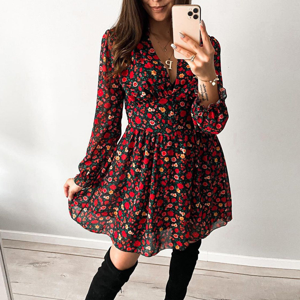 Lena™ | Robe Fleurie Rouge Passion