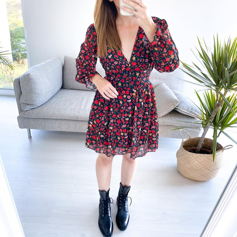 Lena™ | Robe Fleurie Rouge Passion