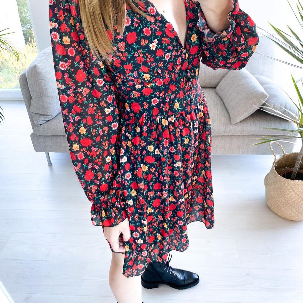 Lena™ | Robe Fleurie Rouge Passion