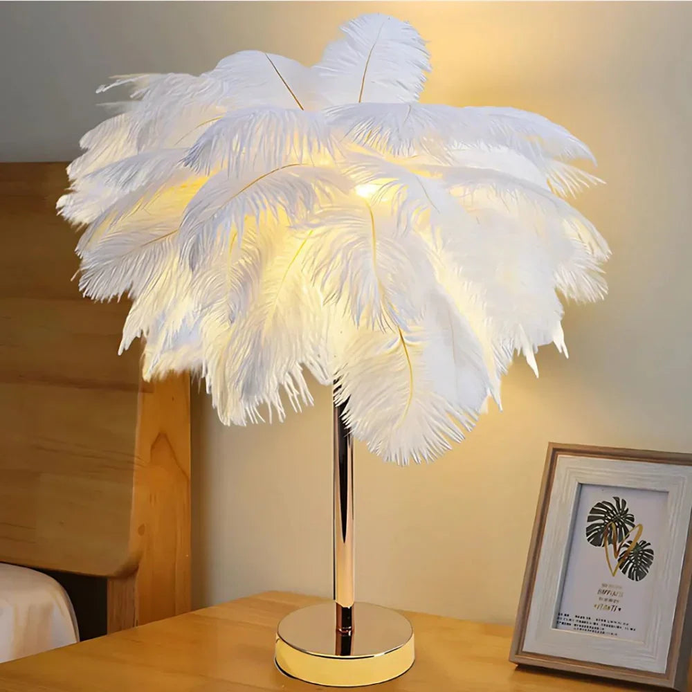Aurora Feather Lamp – Elegante Zachte Gloed Verlichting voor Huis & Decoratie