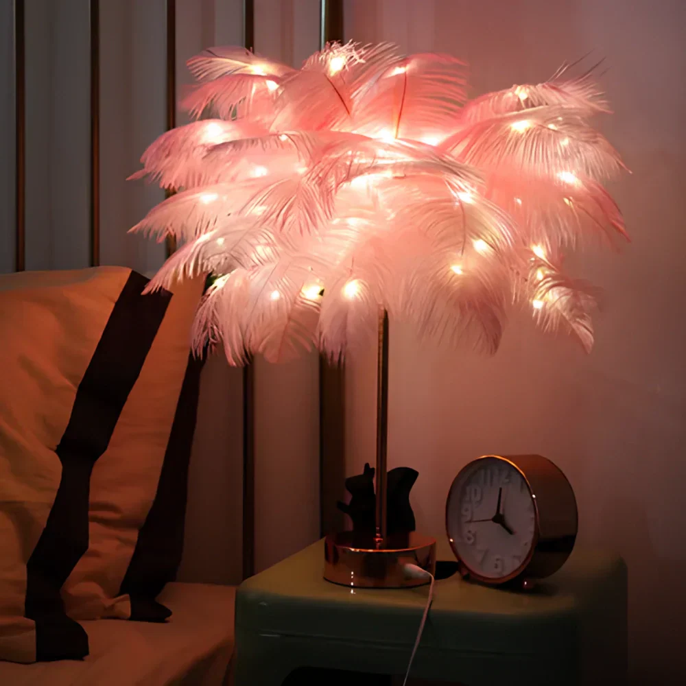 Aurora Feather Lamp – Elegante Zachte Gloed Verlichting voor Huis & Decoratie