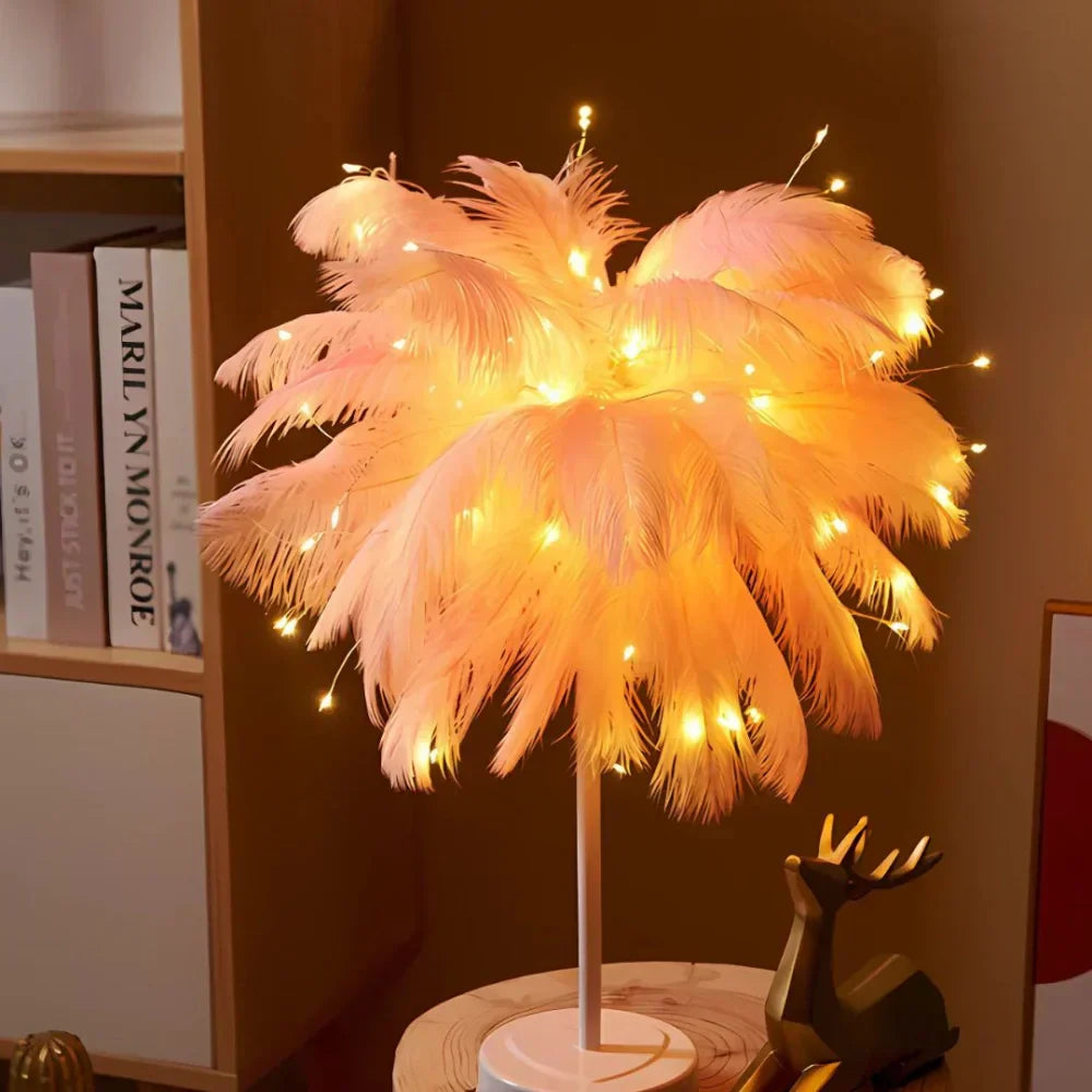 Aurora Feather Lamp – Elegante Zachte Gloed Verlichting voor Huis & Decoratie