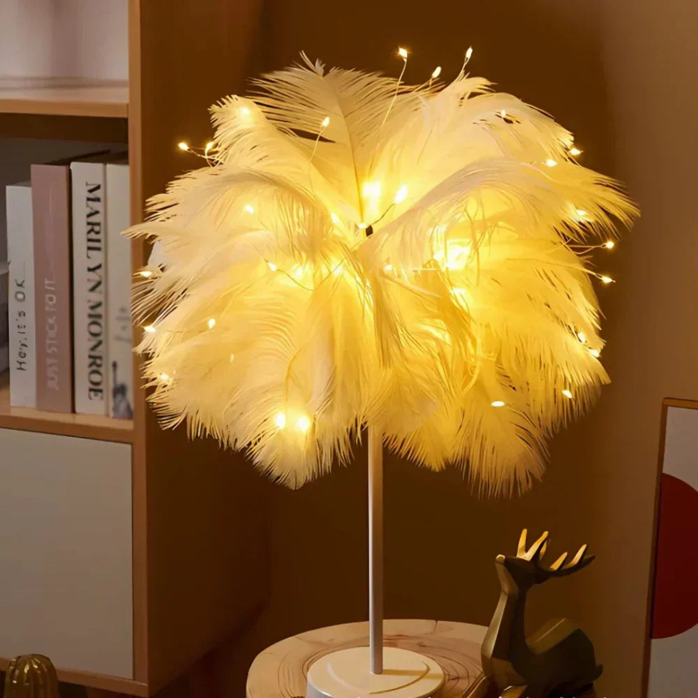 Aurora Feather Lamp – Elegante Zachte Gloed Verlichting voor Huis & Decoratie