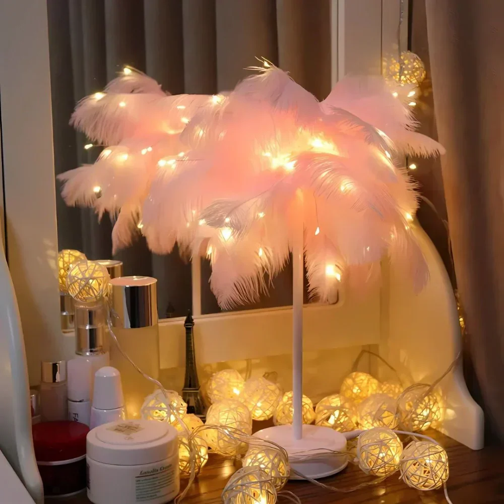 Aurora Feather Lamp – Elegante Zachte Gloed Verlichting voor Huis & Decoratie