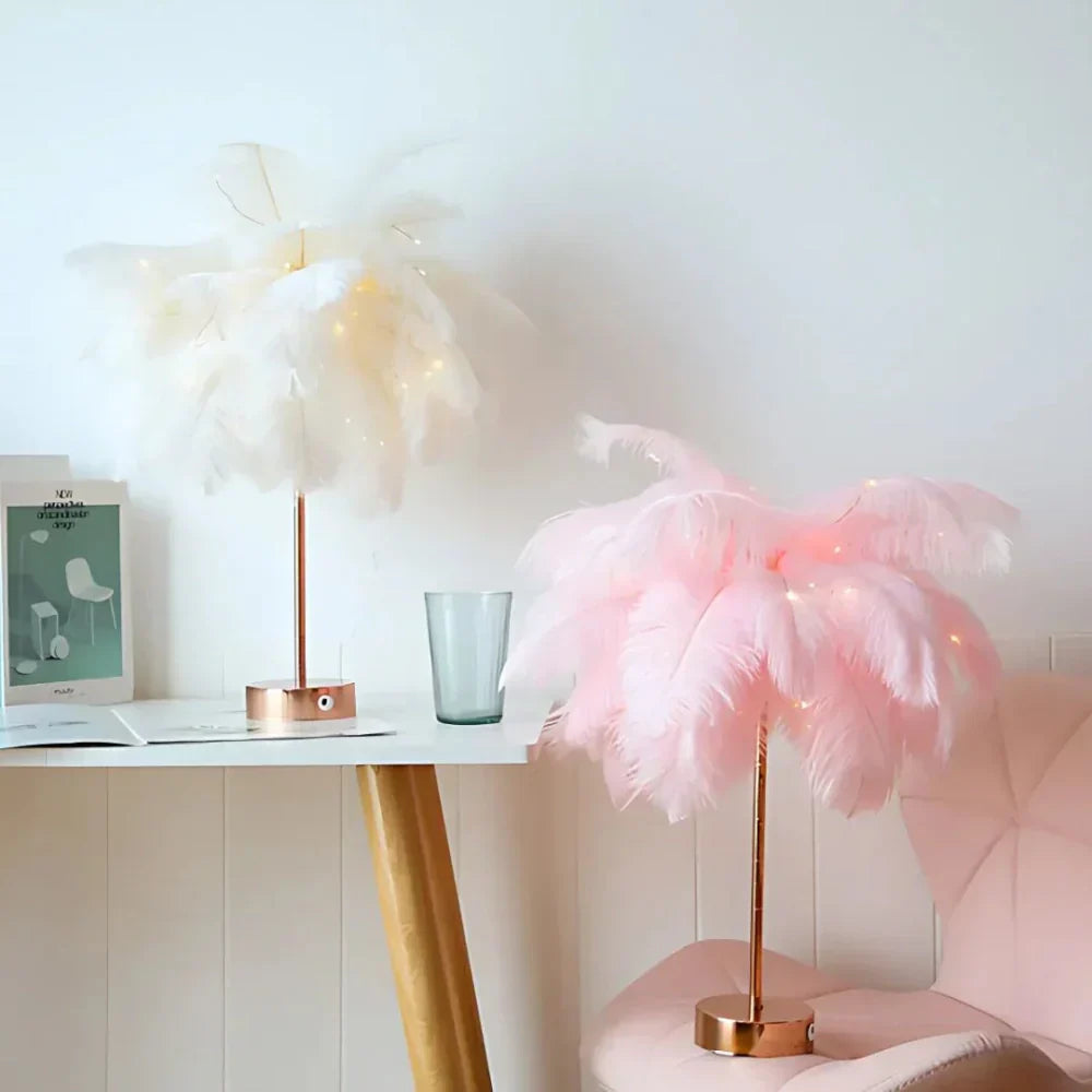 Aurora Feather Lamp – Elegante Zachte Gloed Verlichting voor Huis & Decoratie
