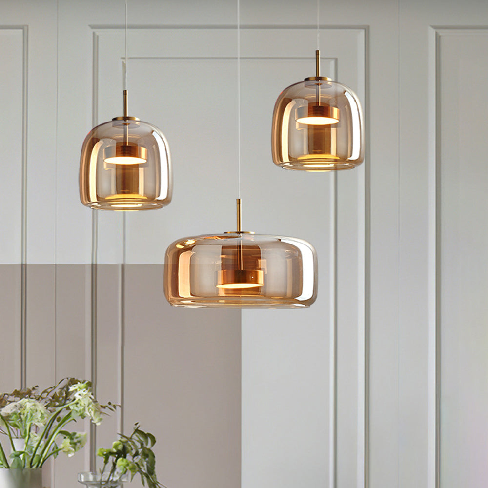 Hailie Retro LED függőlámpa Arany Borostyán Fém Üveg Hálószobai lámpa