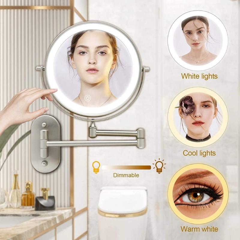 Zwarte oplaadbare LED vergrotende make-up- en badkamerkaptafelspiegel