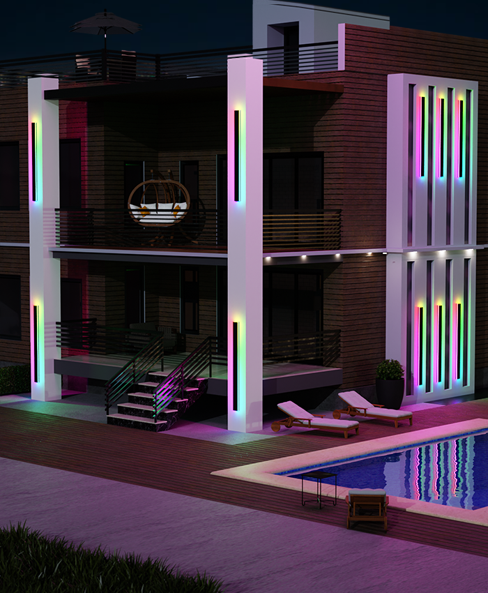 Falra szerelhető LED lámpa vízálló kültéri/beltéri (RGB)
